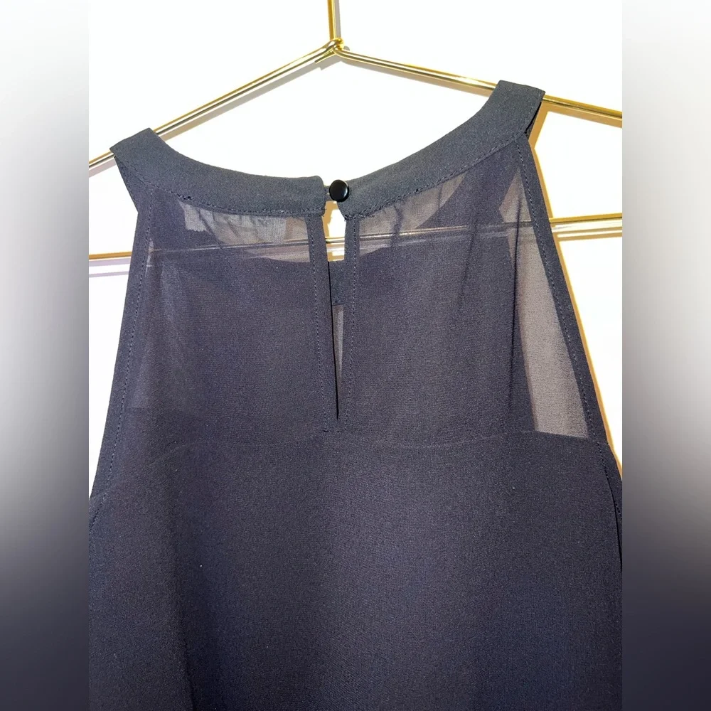 Monteau Black Tiered Chiffon Halter Tank Top Small NWT Sheer Back - Picture 3 of 6